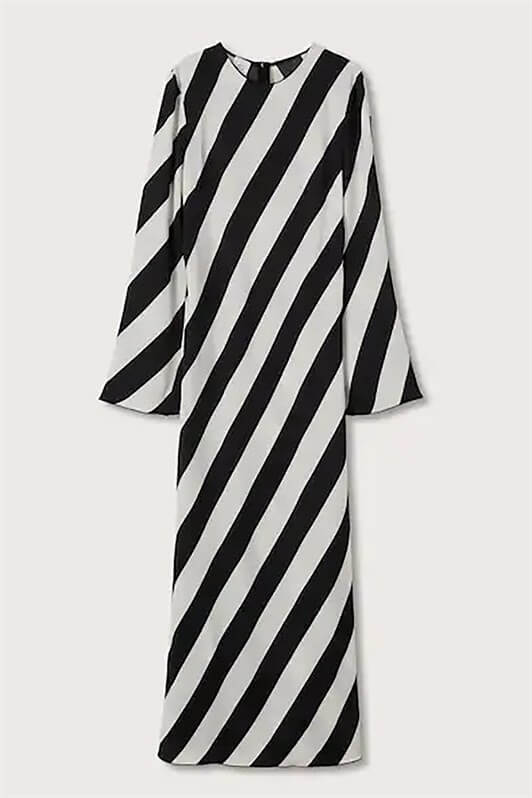 MDX Black Striped Back Detail Long Dress MG1443 - Worcester
