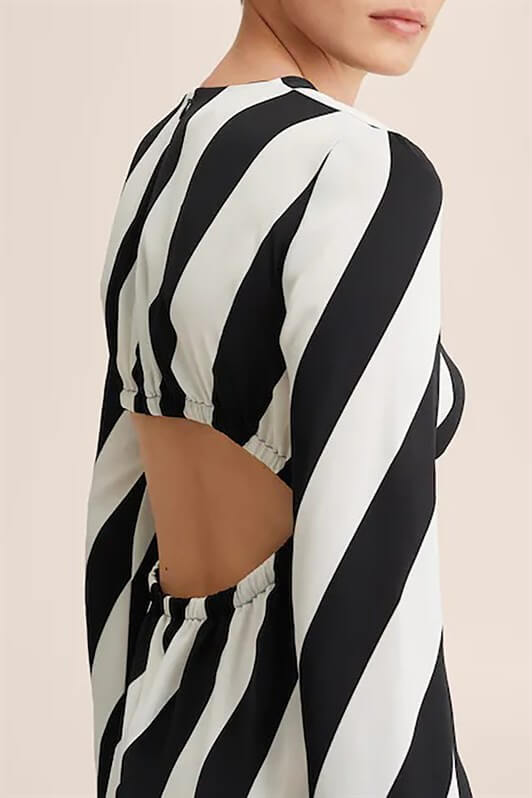 MDX Black Striped Back Detail Long Dress MG1443 - Worcester