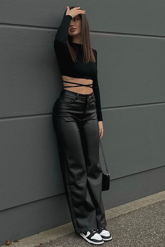 MDX Mad Girls Black Leather Pants MG1316 - Levallois-Perret