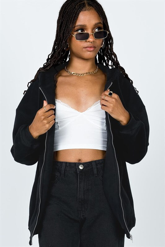 MDX Mad Girls Black Hooded Sweatshirt with Beige Trim MG1223 - Roermond