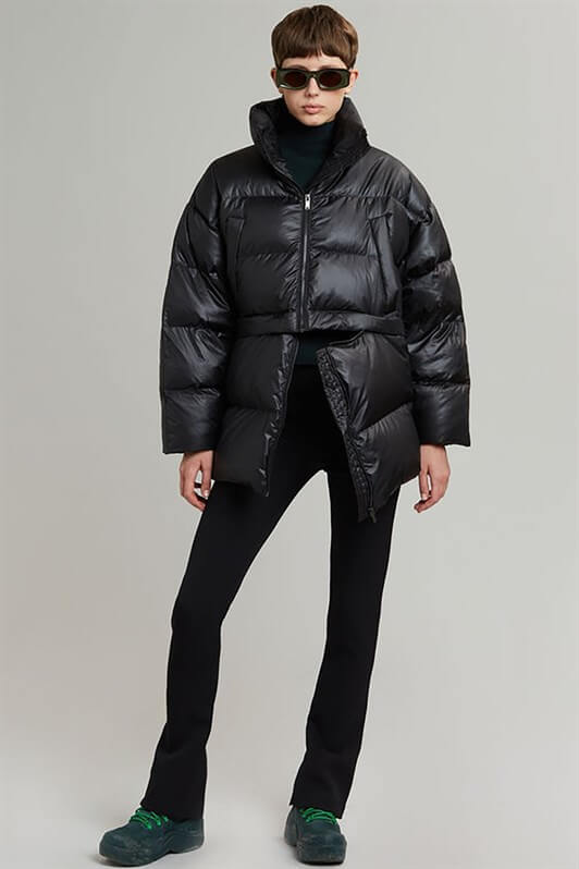 MDX Black Zipper Detailed Adjustable Puffer Jacket MG1398 - Emsdetten