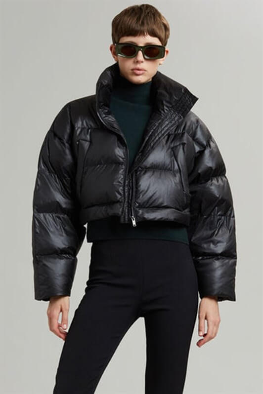 MDX Black Zipper Detailed Adjustable Puffer Jacket MG1398 - Emsdetten