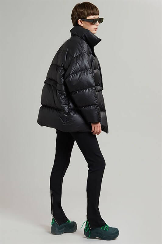 MDX Black Zipper Detailed Adjustable Puffer Jacket MG1398 - Emsdetten