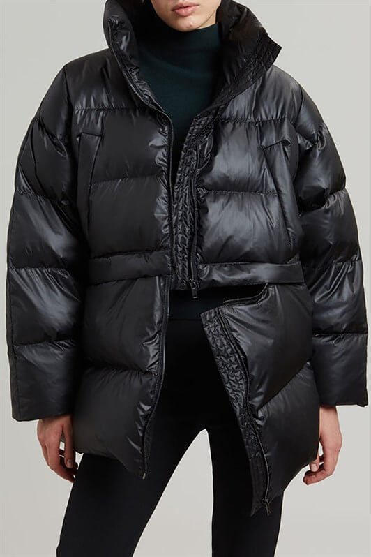 MDX Black Zipper Detailed Adjustable Puffer Jacket MG1398 - Emsdetten