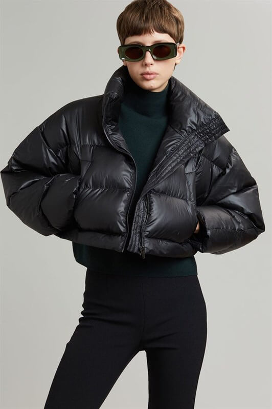 MDX Black Zipper Detailed Adjustable Puffer Jacket MG1398 - Emsdetten