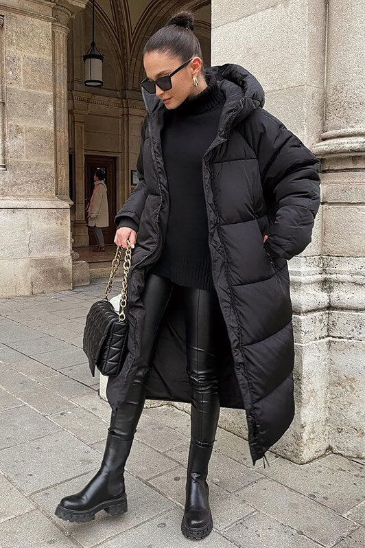 MDX Mad Girls Black Long Puffer Jacket MG1303 - Draper