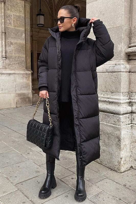 MDX Mad Girls Black Long Puffer Jacket MG1303 - Draper