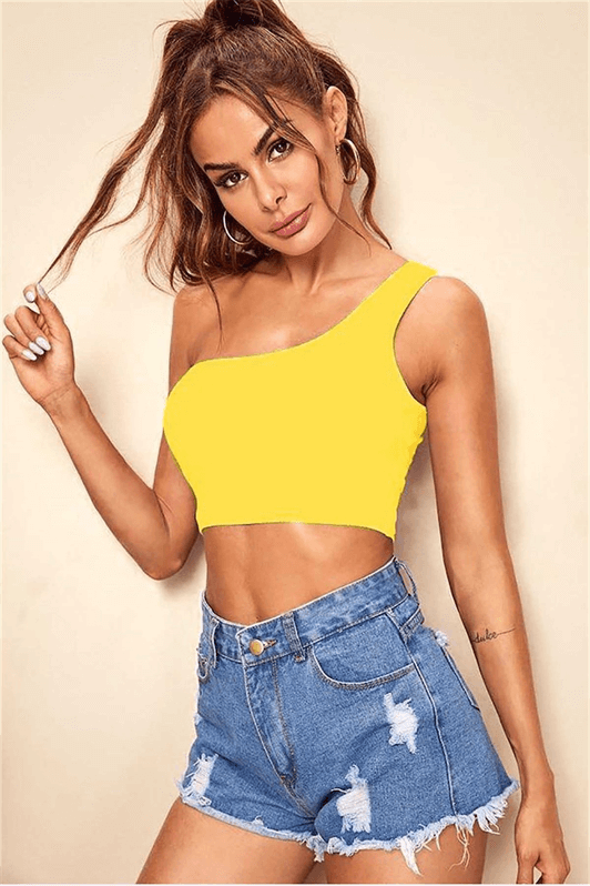 MDX Mad Girls One Shoulder Yellow Strap Bodysuit MG325 - Sunnyvale