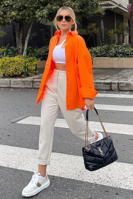 MDX Mad Girls Orange Oversized Shirt MG1369 - Brant
