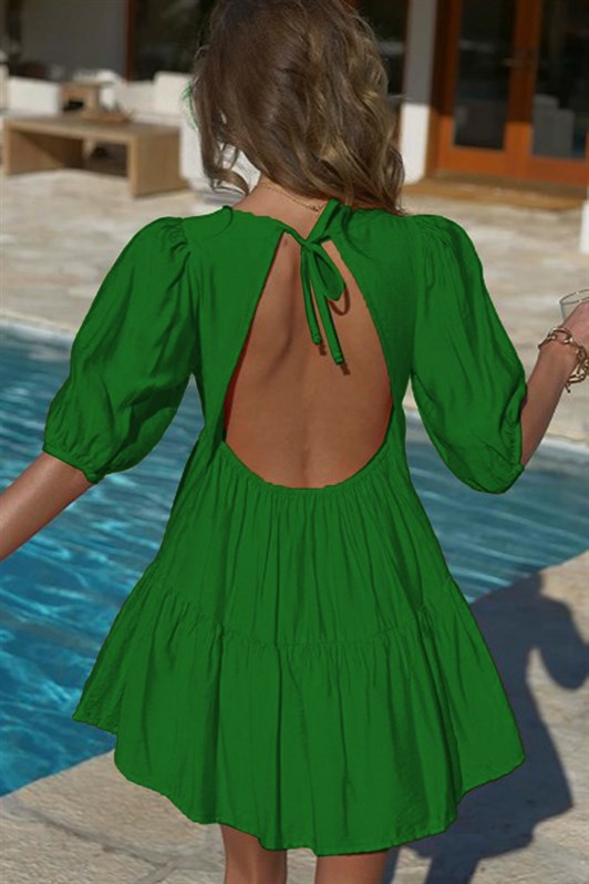 MDX Green Backless Basic Short Dress - St. Albert