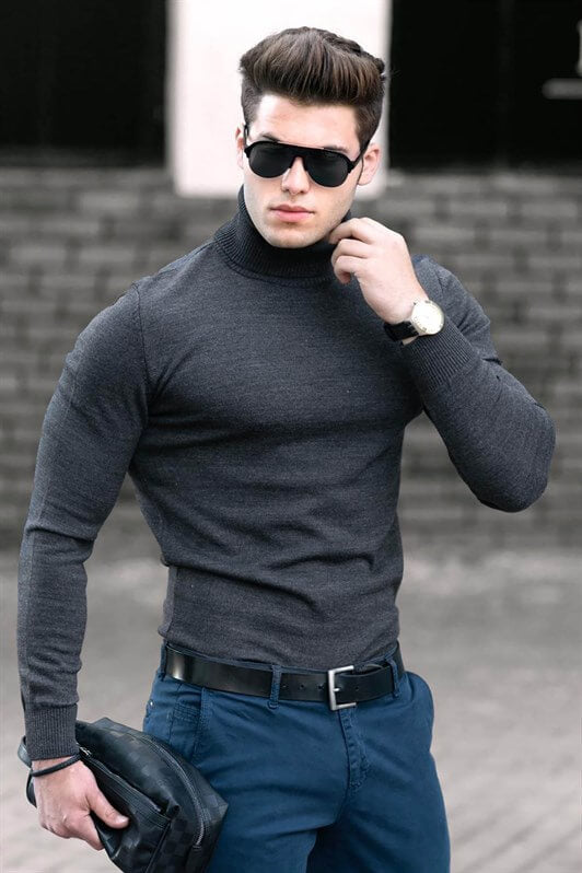 MDX Madmext Anthracite Fisherman Collar Sweater 4656 - Oregon City