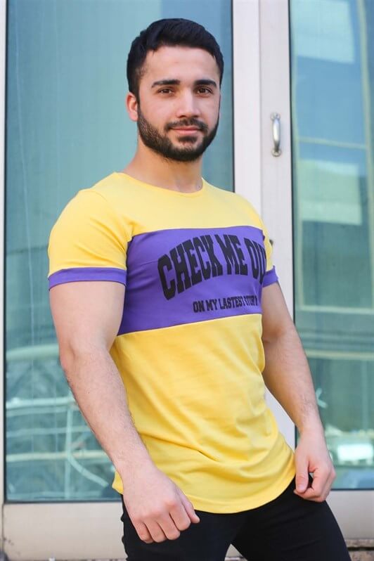 MDX Madmext Printed Detailed Yellow T-shirt 3013 - Pomezia