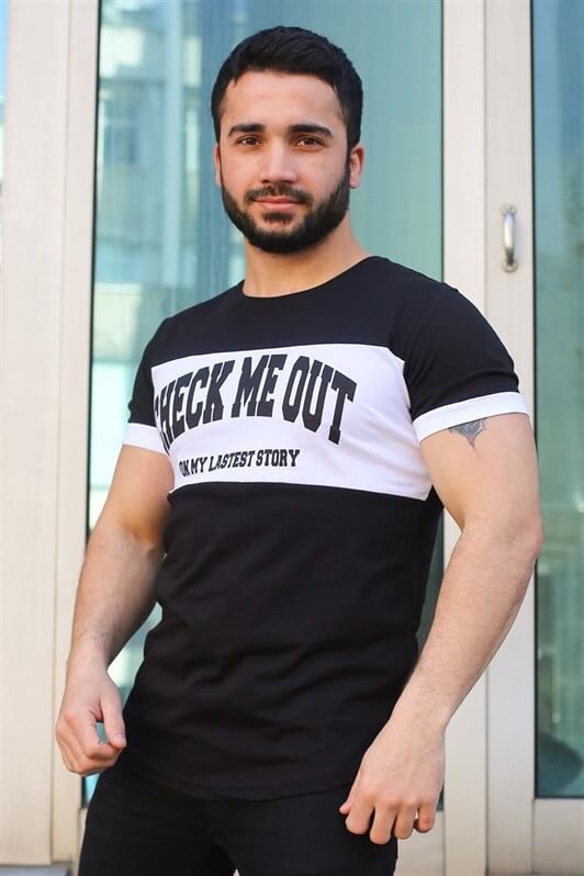 MDX Madmext Printed Detailed Black T-shirt 3013 - Forlì