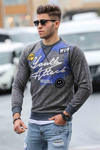MDX Madmext Printed Anthracite Sweatshirt 1730 - Saint-Jérôme