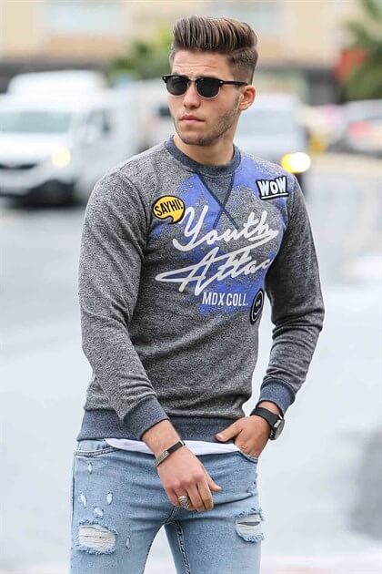 MDX Madmext Printed Anthracite Sweatshirt 1730 - Saint-Jérôme