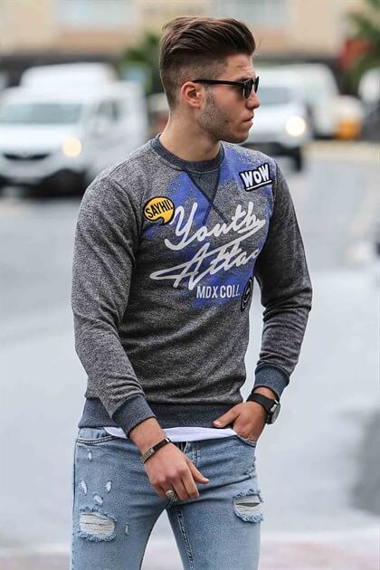 MDX Madmext Printed Anthracite Sweatshirt 1730 - Saint-Jérôme