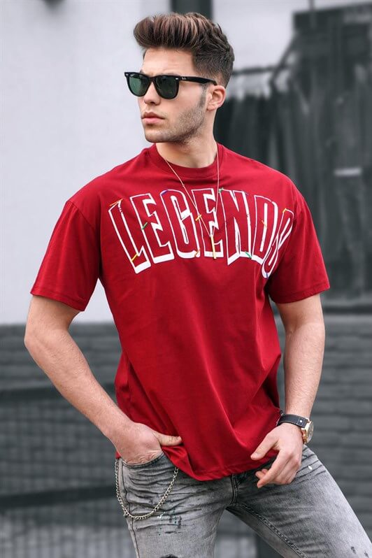MDX Madmext Printed Burgundy Oversize T-Shirt 5393 - Chalon-sur-Saône