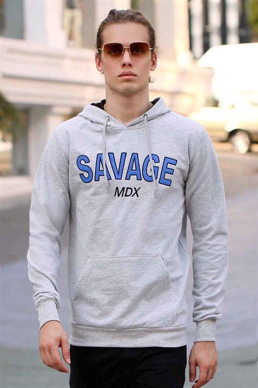 MDX Madmext Printed Grey Hooded Sweatshirt 4147 - Hallandale Beach