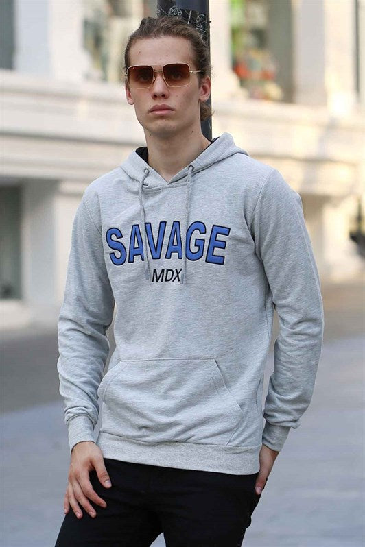 MDX Madmext Printed Grey Hooded Sweatshirt 4147 - Hallandale Beach