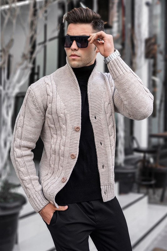 MDX Madmext Beige Braided Cardigan 9053 - El Centro