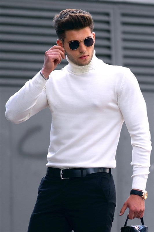 MDX Madmext White Fisherman Collar Sweater 4656 - Hoboken