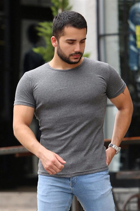 MDX Madmext Bicycle Neck Anthracite Basic T-shirt 4077 - South Jordan
