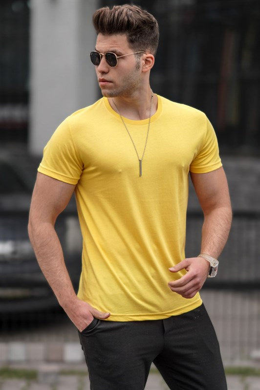 MDX Madmext Bicycle Neck Basic T-shirt Yellow 3006 - Playas de Rosarito