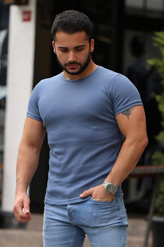 MDX Madmext Bicycle Neck Indigo Basic T-shirt 4077 - Erith