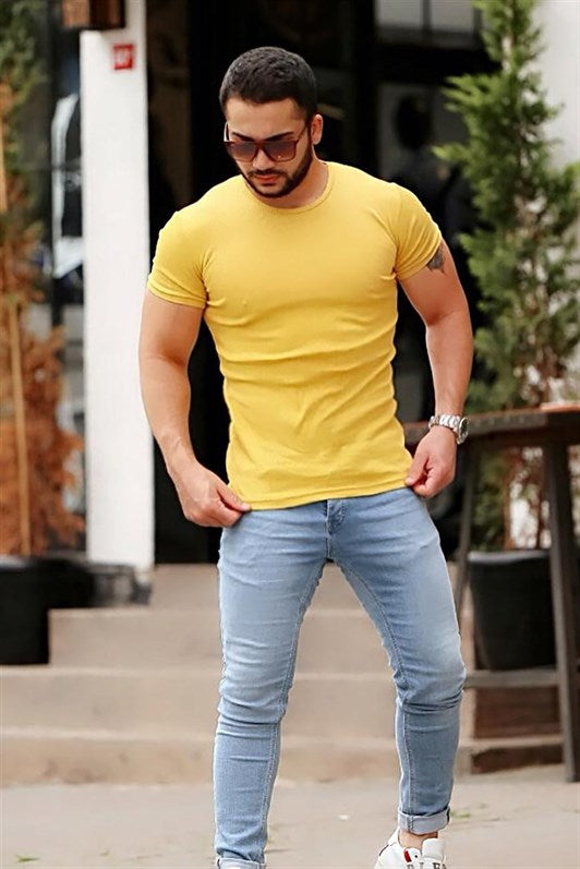 MDX Madmext Bicycle Neck Yellow Basic T-shirt 4077 - Plano