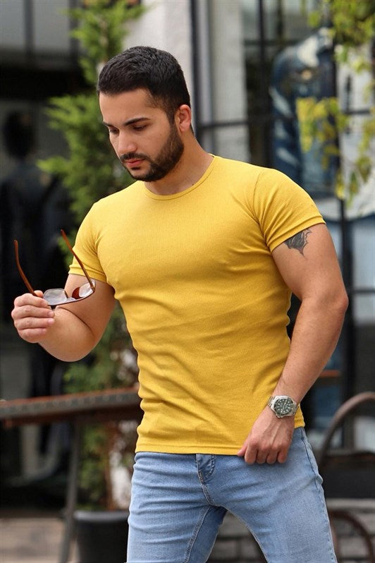 MDX Madmext Bicycle Neck Yellow Basic T-shirt 4077 - Plano