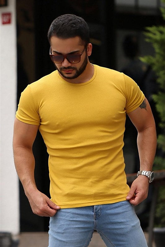 MDX Madmext Bicycle Neck Yellow Basic T-shirt 4077 - Plano