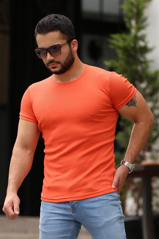 MDX Madmext Bicycle Neck Orange Basic T-shirt 4077 - La Orotava