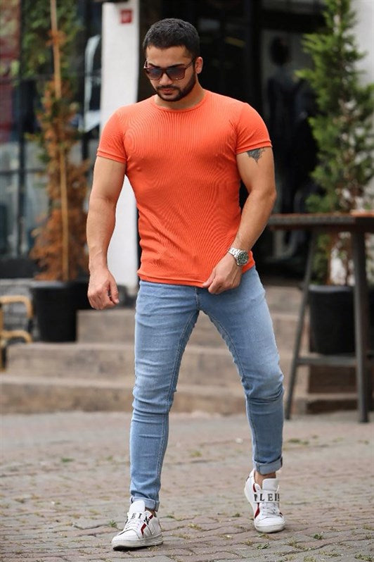 MDX Madmext Bicycle Neck Orange Basic T-shirt 4077 - La Orotava