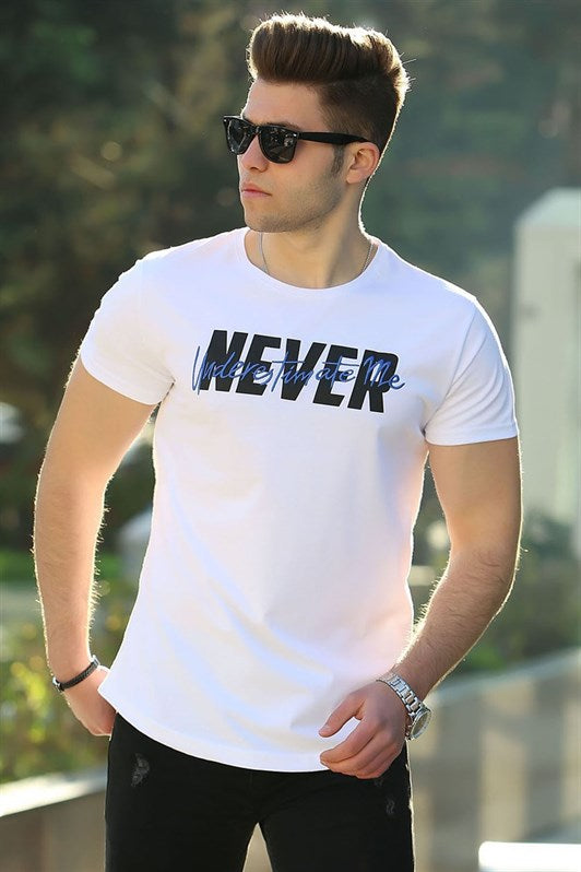 MDX Madmext Plus Size Printed Oversized White T-shirt 4560 - Myrhorod