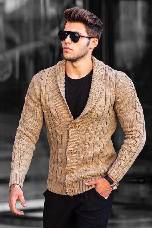 MDX Madmext Camel Braided Cardigan 9053 - Scarborough
