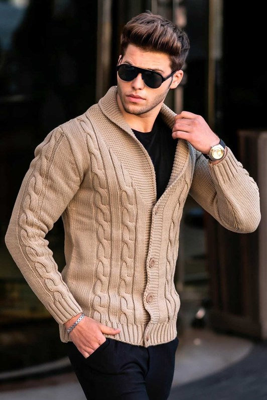 MDX Madmext Camel Braided Cardigan 9053 - Scarborough