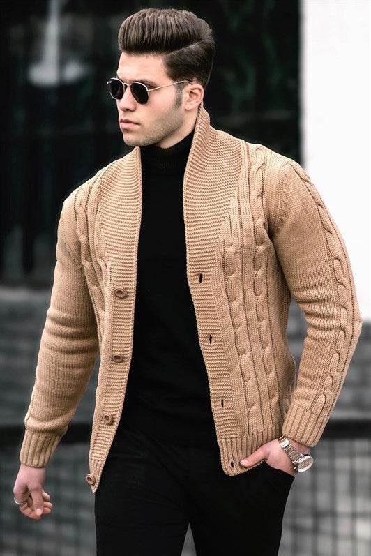 MDX Madmext Camel Braided Cardigan 9053 - Scarborough