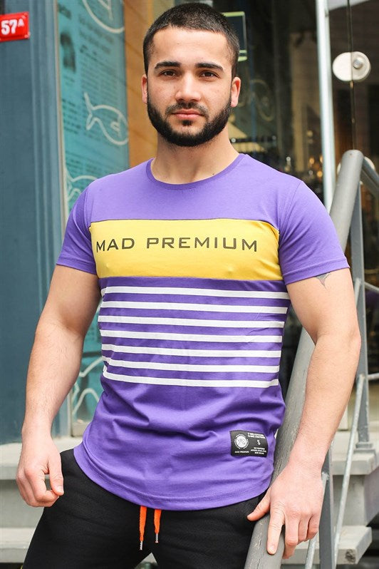 MDX Madmext Line Detailed Printed Purple T-shirt 3041 - Soest
