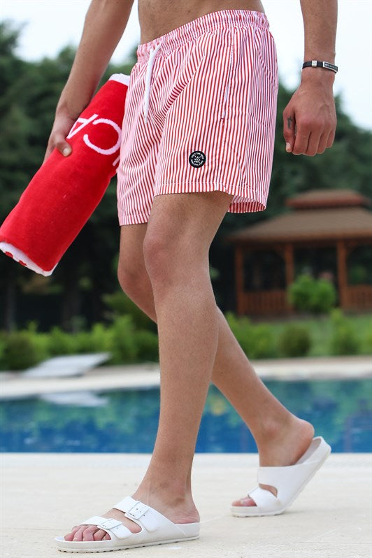 MDX Madmext Striped Red Swim Shorts 4253 - Hitchin