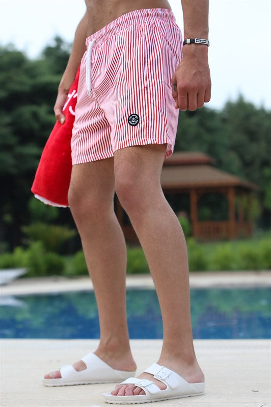 MDX Madmext Striped Red Swim Shorts 4253 - Hitchin