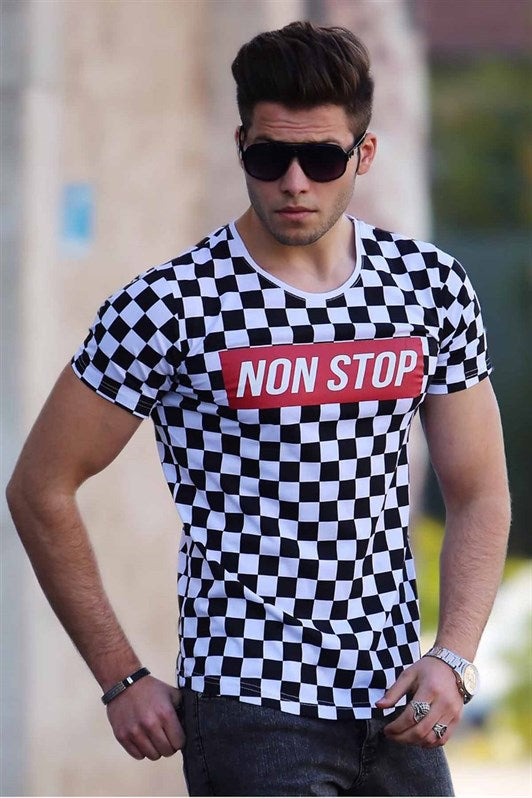 MDX Madmext Checkered Damaged White T-shirt 2621 - Ciudad Lerdo