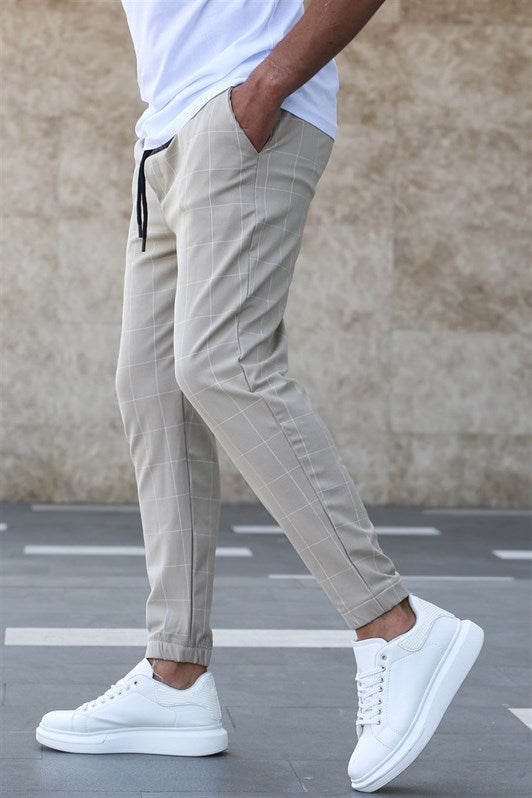 MDX Madmext Checkered Beige Jogger Mad4081 - Myrhorod