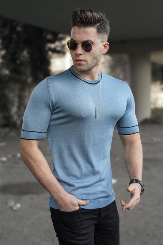 MDX Madmext Men's Blue Knit T-shirt 5080 - Lincoln