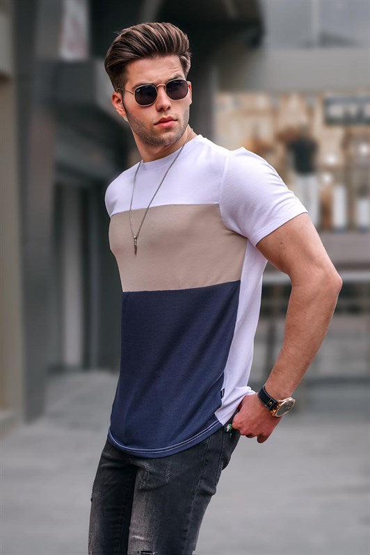 MDX Madmext Men's Color Block White T-Shirt 5826 - Paignton