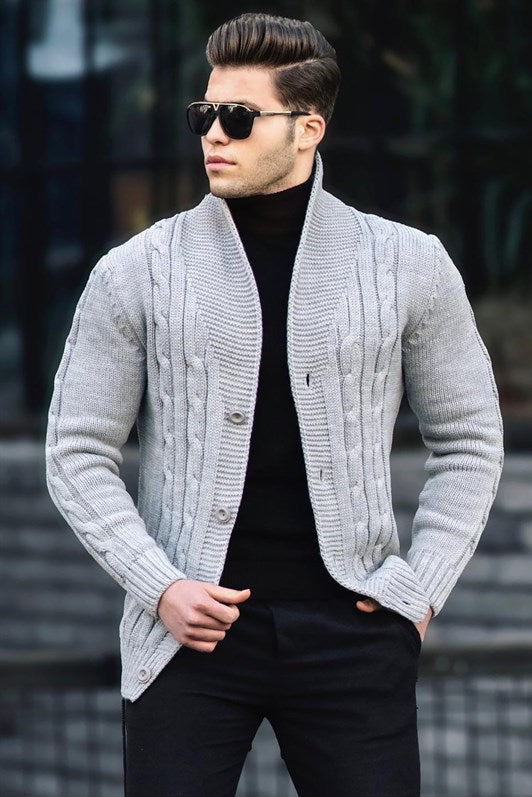 MDX Madmext Gray Knitted Cardigan 9053 - Bollate