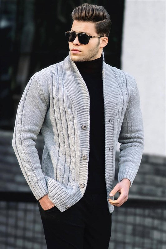 MDX Madmext Gray Knitted Cardigan 9053 - Bollate