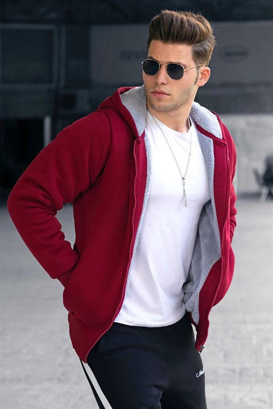 MDX Madmext Fur-Lined Burgundy Cardigan 22377 - Newark