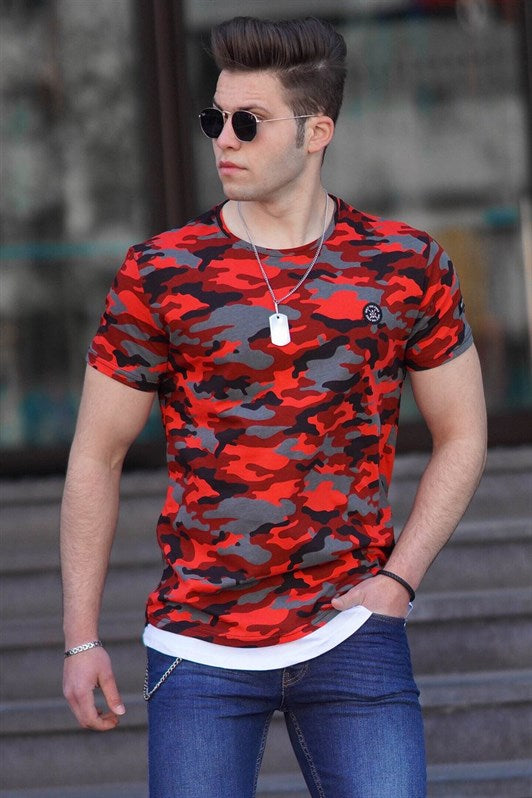 MDX Madmext Camouflage Patterned Burgundy Men's T-shirt 4480 - Elgin