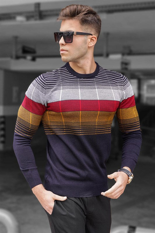 MDX Madmext Navy Blue Bicycle Neck Sweater 5608 - Bitonto