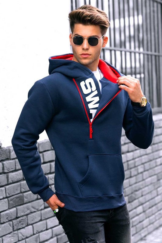 MDX Madmext Navy Hoodie with Zipper Detail 1767 - Kassel